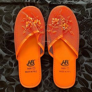 NWOT Sparkle Orange Pair of Chinese Slippers 7
